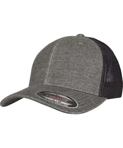 Flexfit by Yupoong YP127 Retro trucker melange cap (6511M) in Khaki/Black Mesh