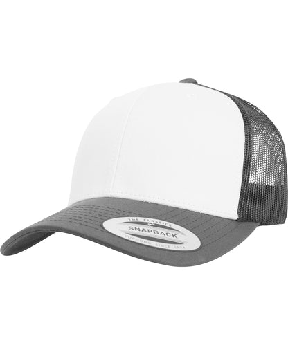 Flexfit by Yupoong YP129 Retro trucker coloured front (6606CF) in Dark Grey/White/Dark Grey