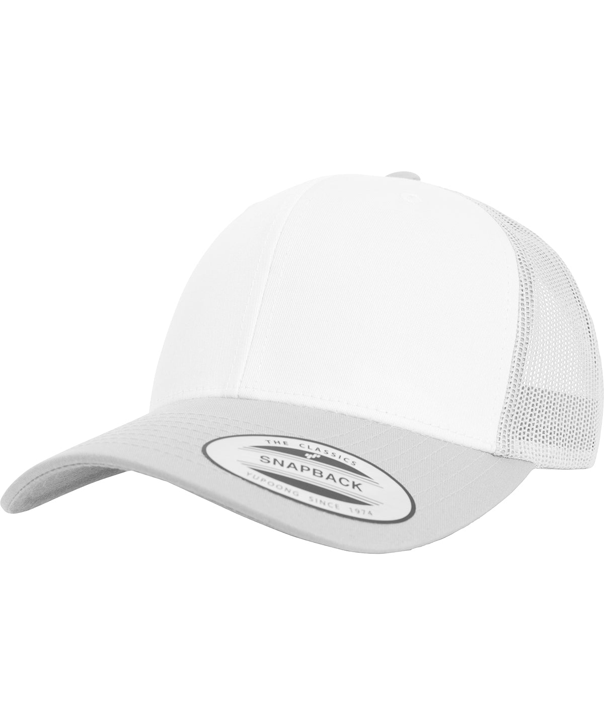 Flexfit by Yupoong YP129 Retro trucker coloured front (6606CF) in Silver/White/Silver