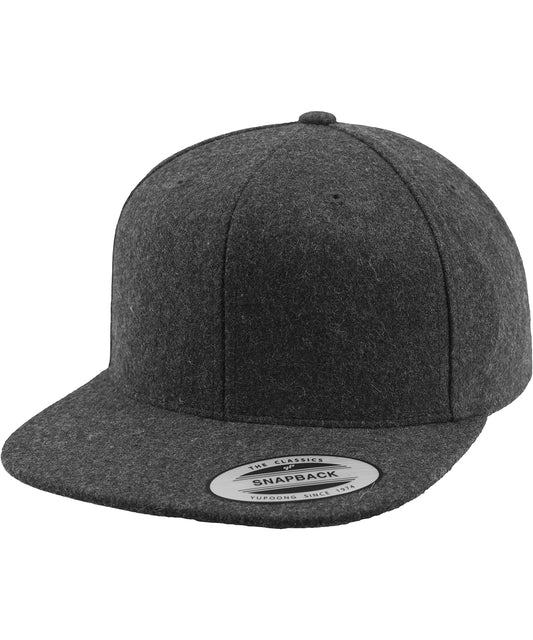Flexfit by Yupoong YP132 Melton wool snapback (6689M) in Dark Grey