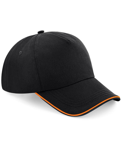 Beechfield BC25C Authentic 5-panel cap - piped peak in Black/Orange
