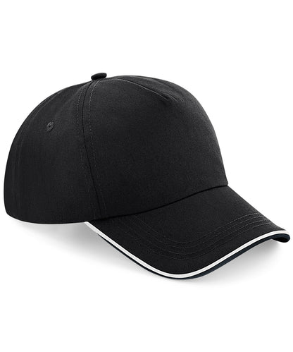 Beechfield BC25C Authentic 5-panel cap - piped peak in Black/White