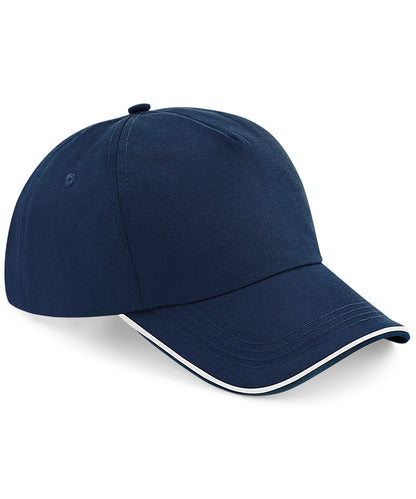 Beechfield BC25C Authentic 5-panel cap - piped peak in French Navy/White