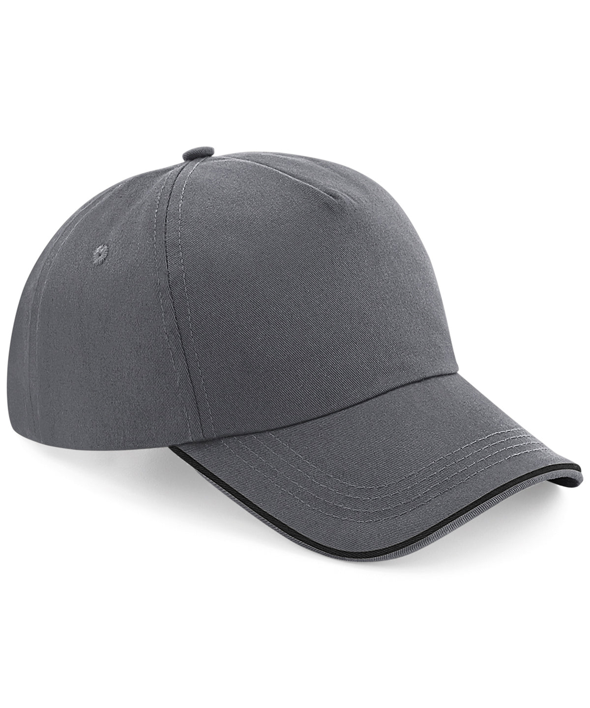 Beechfield BC25C Authentic 5-panel cap - piped peak in Graphite Grey/Black