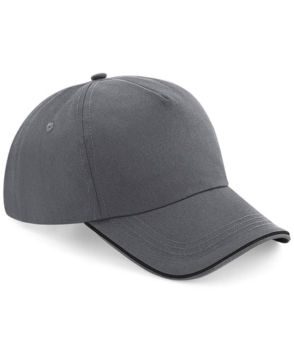 Beechfield BC25C Authentic 5-panel cap - piped peak in Graphite Grey/Black