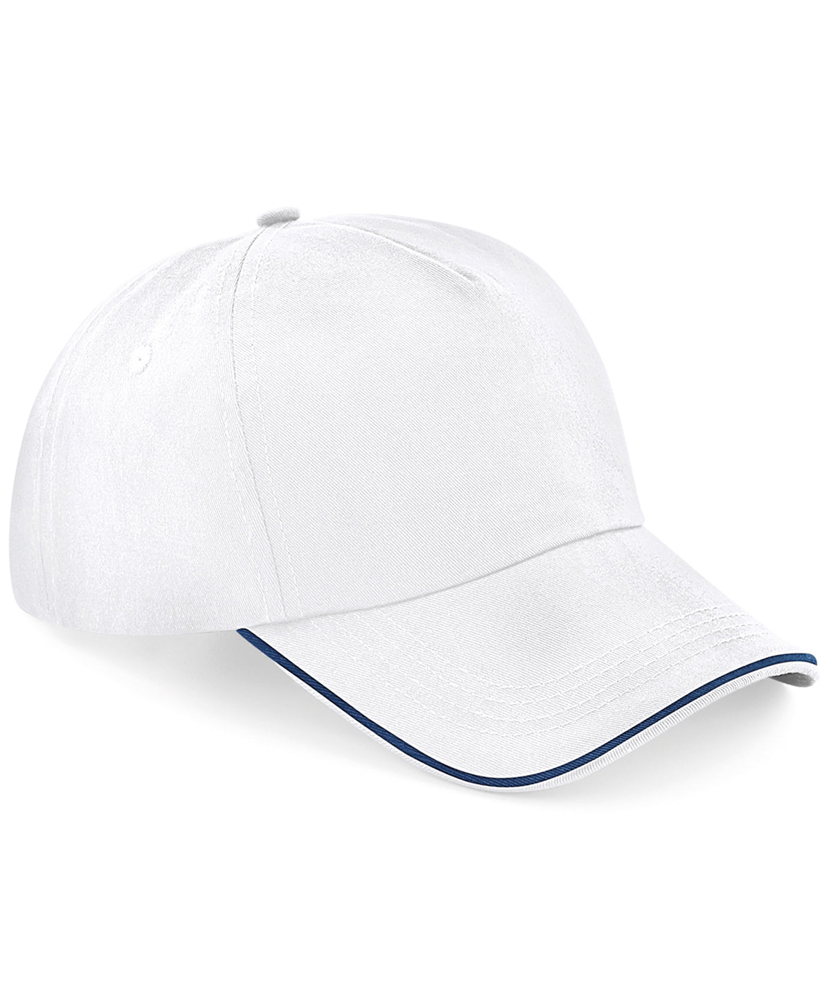 Beechfield BC25C Authentic 5-panel cap - piped peak in White/French Navy