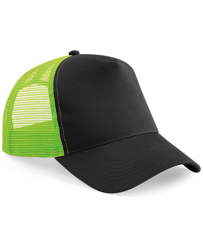 Beechfield BC640 Snapback trucker in Black/Lime Green