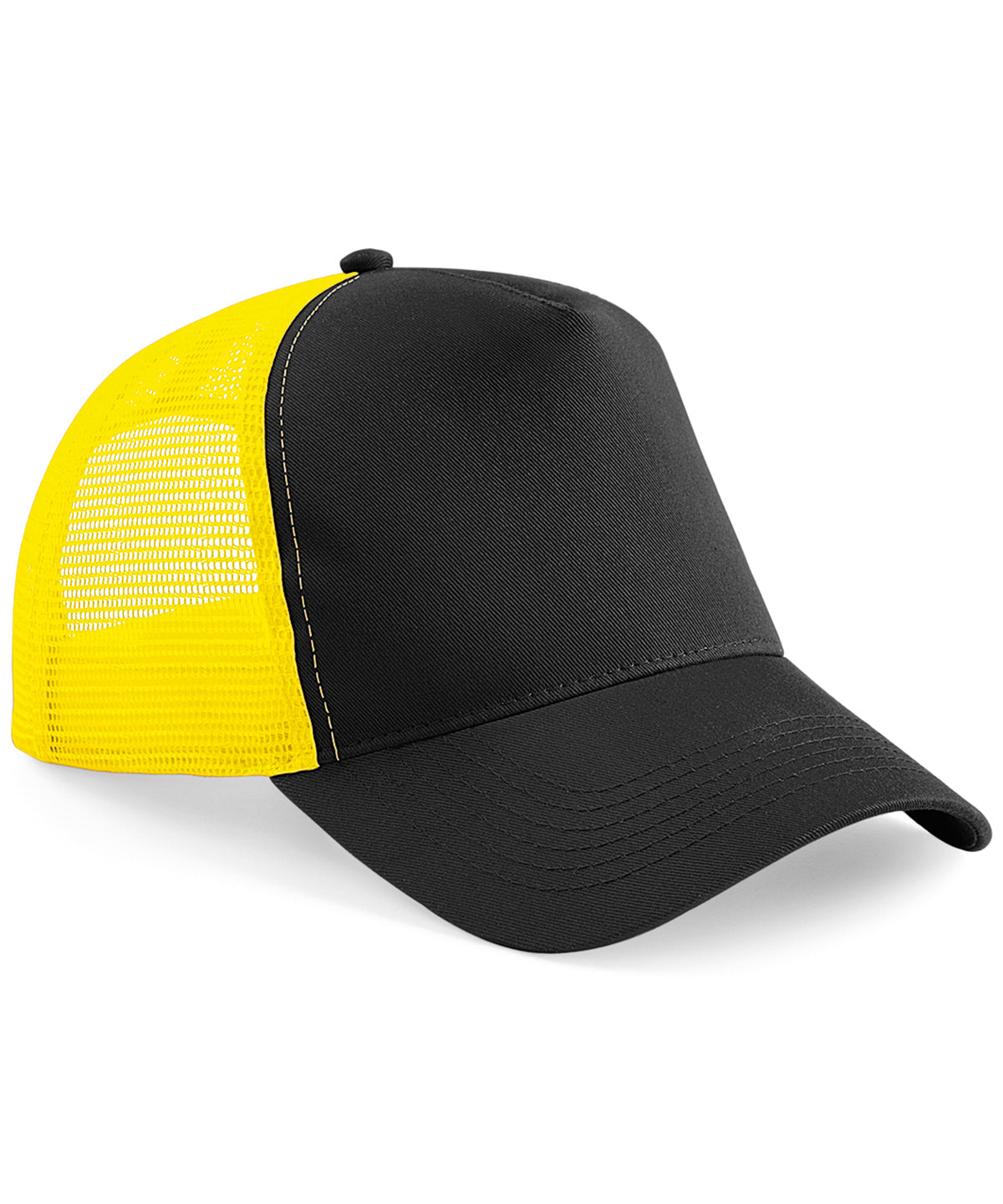 Beechfield BC640 Snapback trucker in Black/Yellow