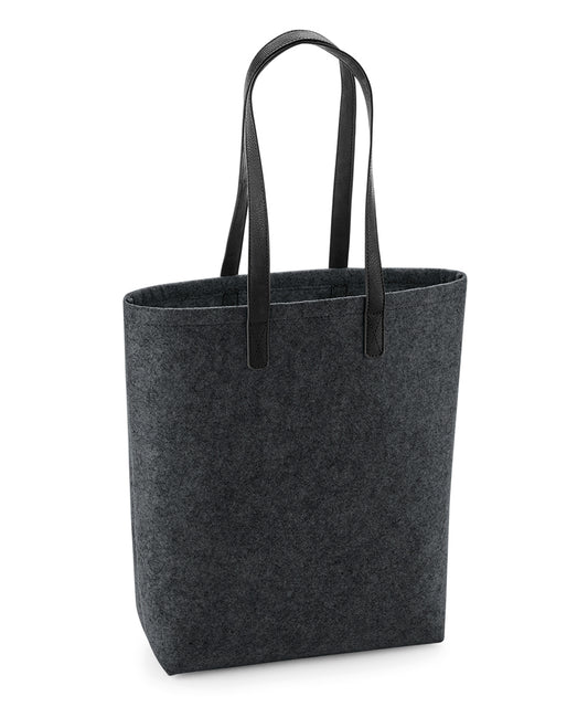 Bagbase BG738 Premium felt tote in Charcoal Melange/Black