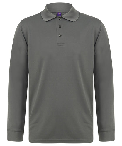Henbury HB478 Long sleeve Coolplus® polo shirt in Charcoal Grey