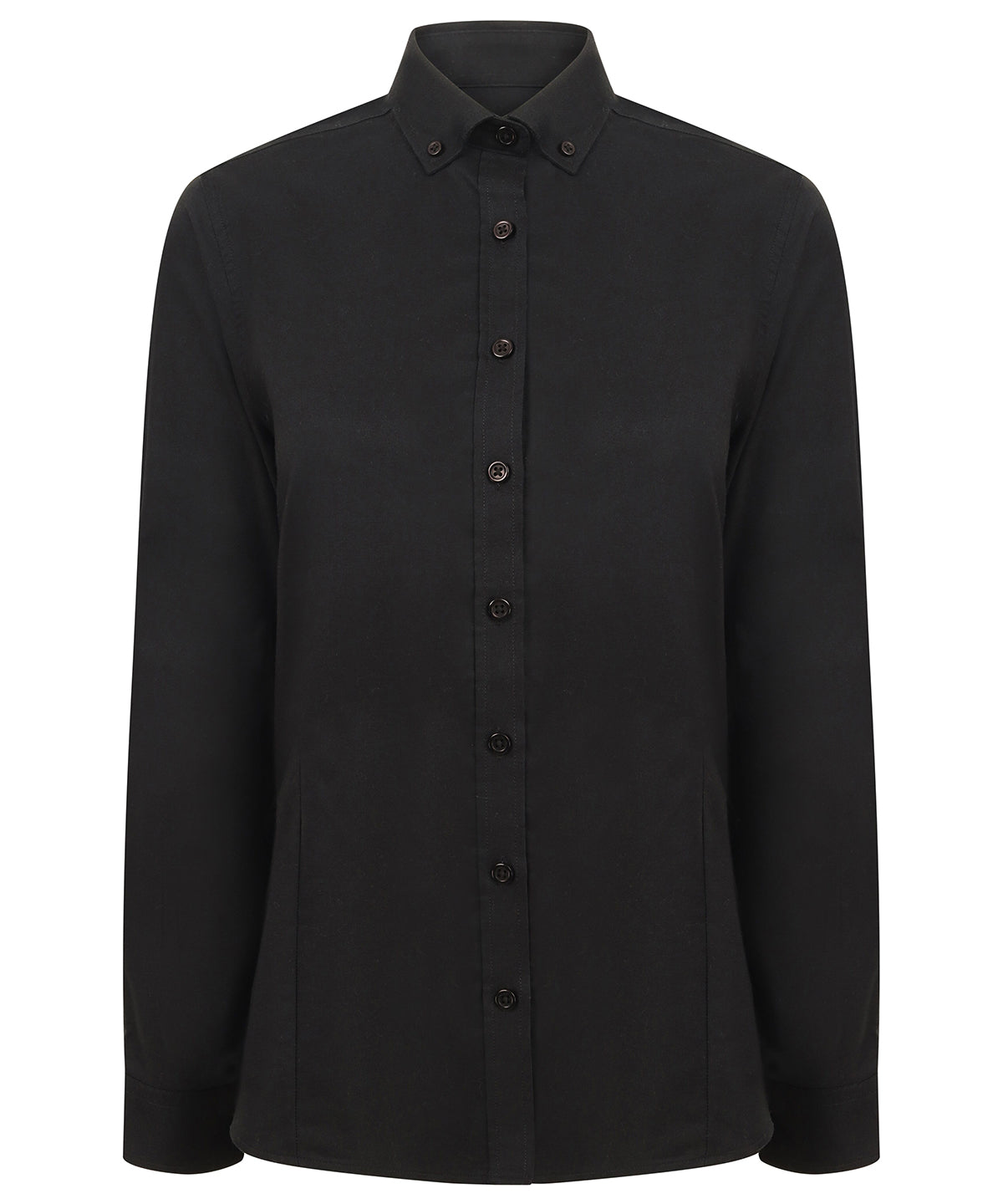 Henbury HB513 Women's modern long sleeve Oxford shirt in Black