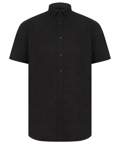 Henbury HB517 Modern short sleeve Oxford shirt in Black