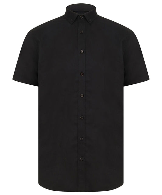 Henbury HB517 Modern short sleeve Oxford shirt in Black