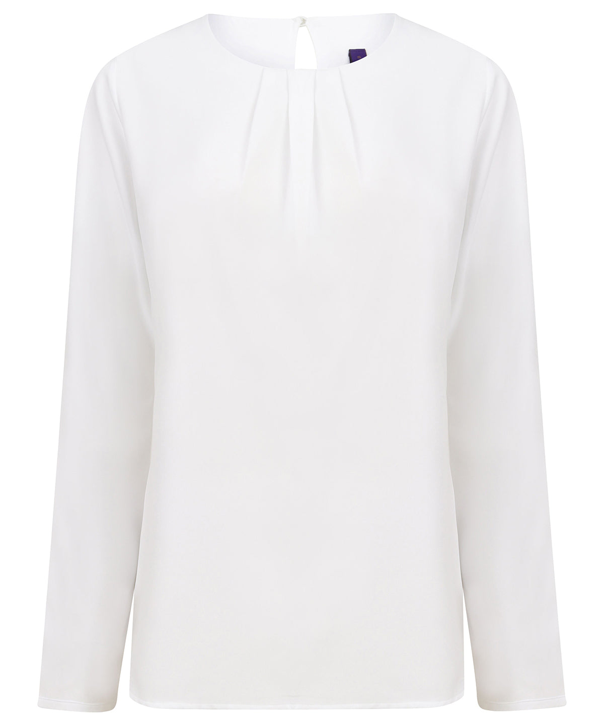 Henbury HB598 Women's pleat front long sleeve blouse in White