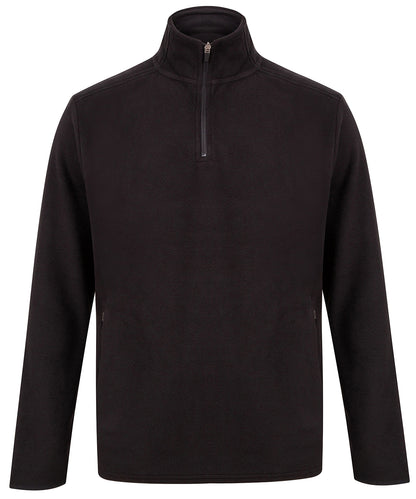 Henbury HB858 ¼ zip microfleece jacket in Black