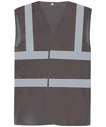 Yoko YK006 Top cool open mesh 2-band-and-braces waistcoat (HVW120) in Grey
