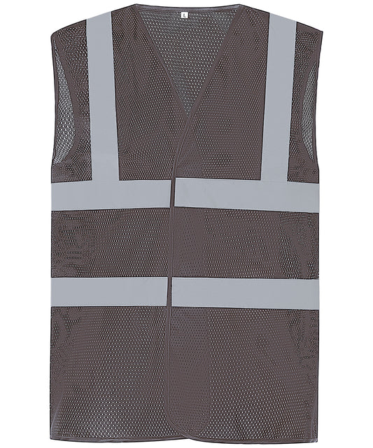 Yoko YK006 Top cool open mesh 2-band-and-braces waistcoat (HVW120) in Grey