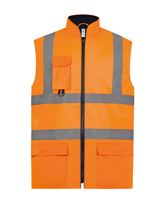 Yoko YK105 Hi-vis padded bodywarmer (HV005) in Orange