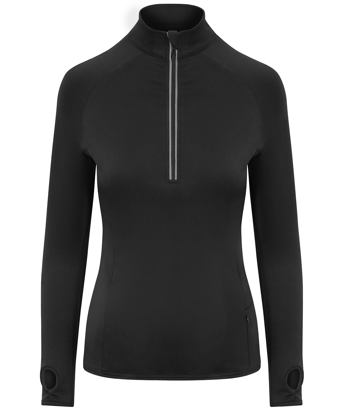 AWDis Just Cool JC035 Women's Cool Flex long half-zip top in Jet Black