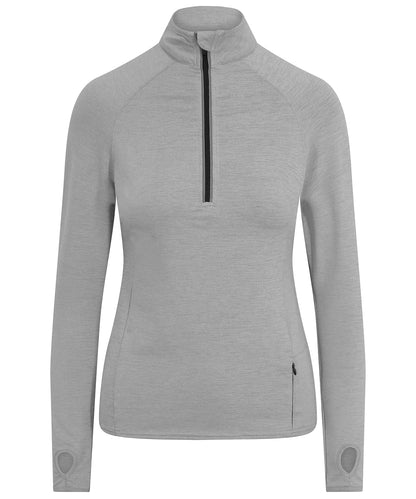 AWDis Just Cool JC035 Women's Cool Flex long half-zip top in Silver Grey