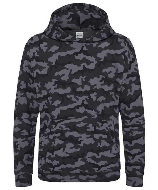 AWDis Just Hoods JH14J Kids camo hoodie in Black Camo