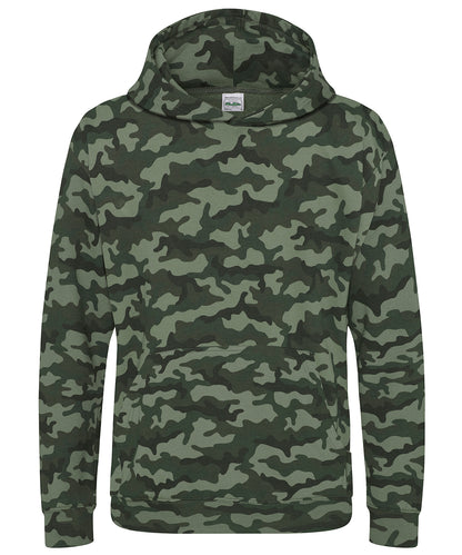 AWDis Just Hoods JH14J Kids camo hoodie in Green Camo