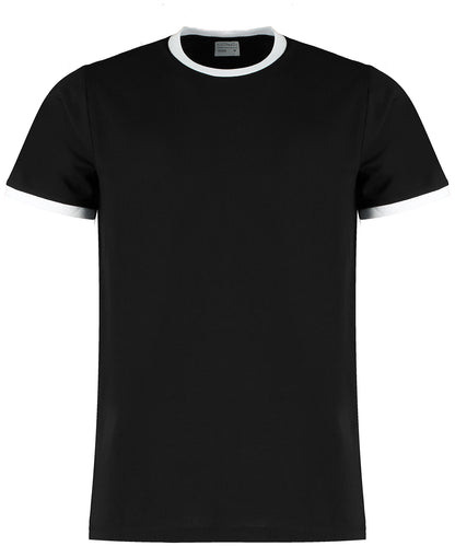Kustom Kit KK508 Fashion fit ringer tee in Black/White