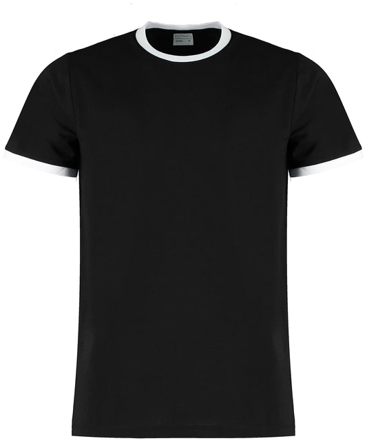 Kustom Kit KK508 Fashion fit ringer tee in Black/White
