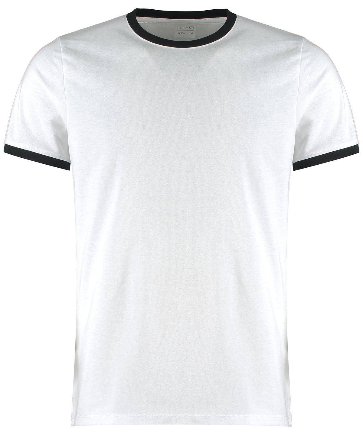 Kustom Kit KK508 Fashion fit ringer tee in White/Black