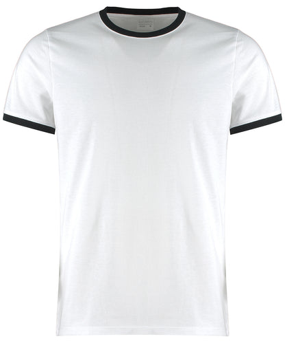 Kustom Kit KK508 Fashion fit ringer tee in White/Black