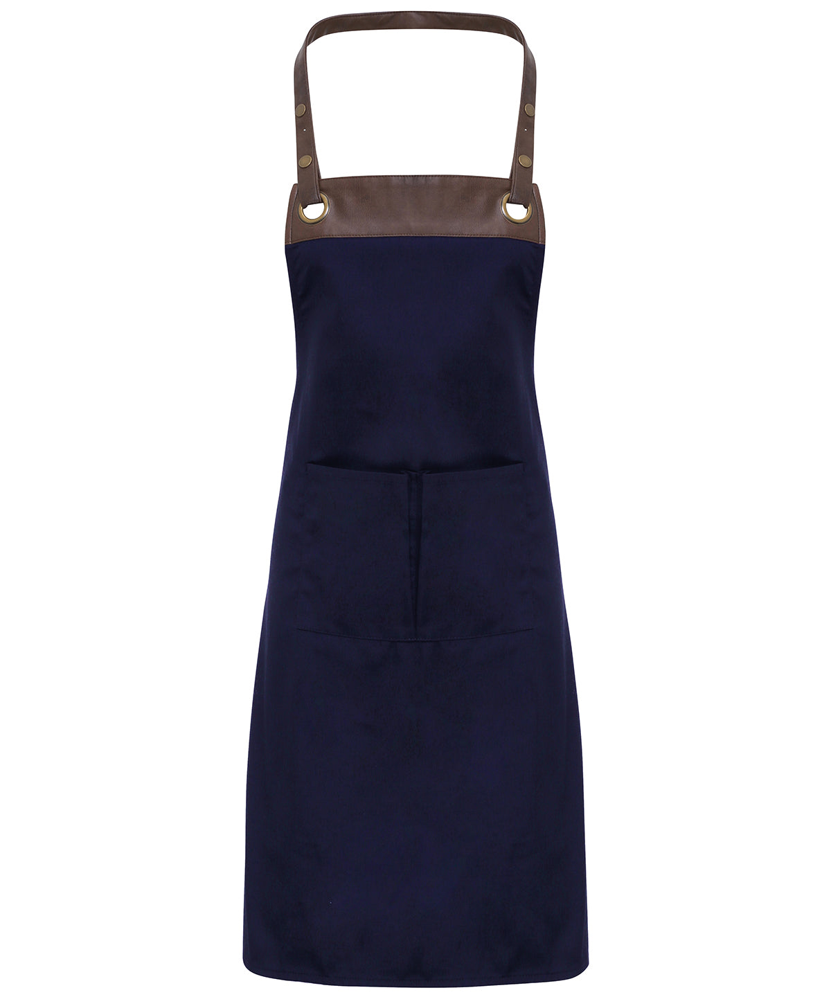 Premier PR123 Espresso bib apron in Navy/Brown