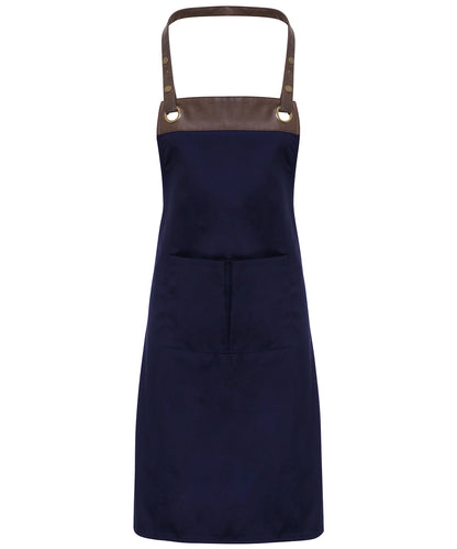 Premier PR123 Espresso bib apron in Navy/Brown