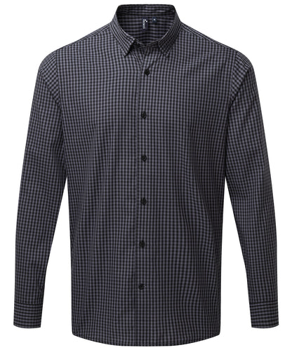 Premier PR252 Maxton check long sleeve shirt in Steel/Black