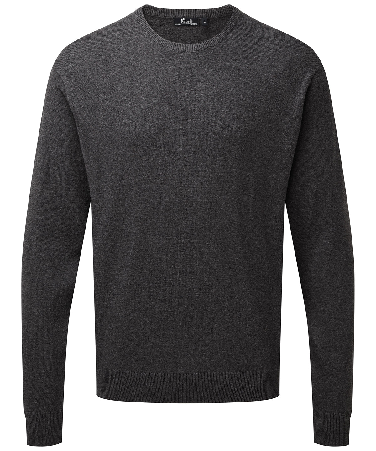 Premier PR692 Crew neck cotton-rich knitted sweater in Charcoal
