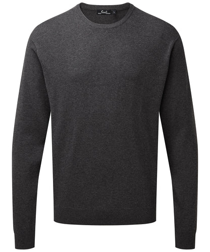 Premier PR692 Crew neck cotton-rich knitted sweater in Charcoal