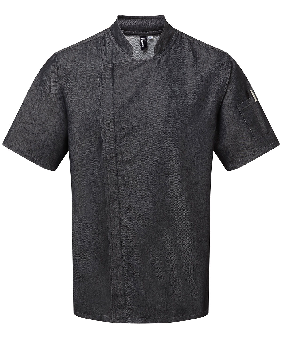 Premier PR906 Chef's zip-close short sleeve jacket in Black Denim