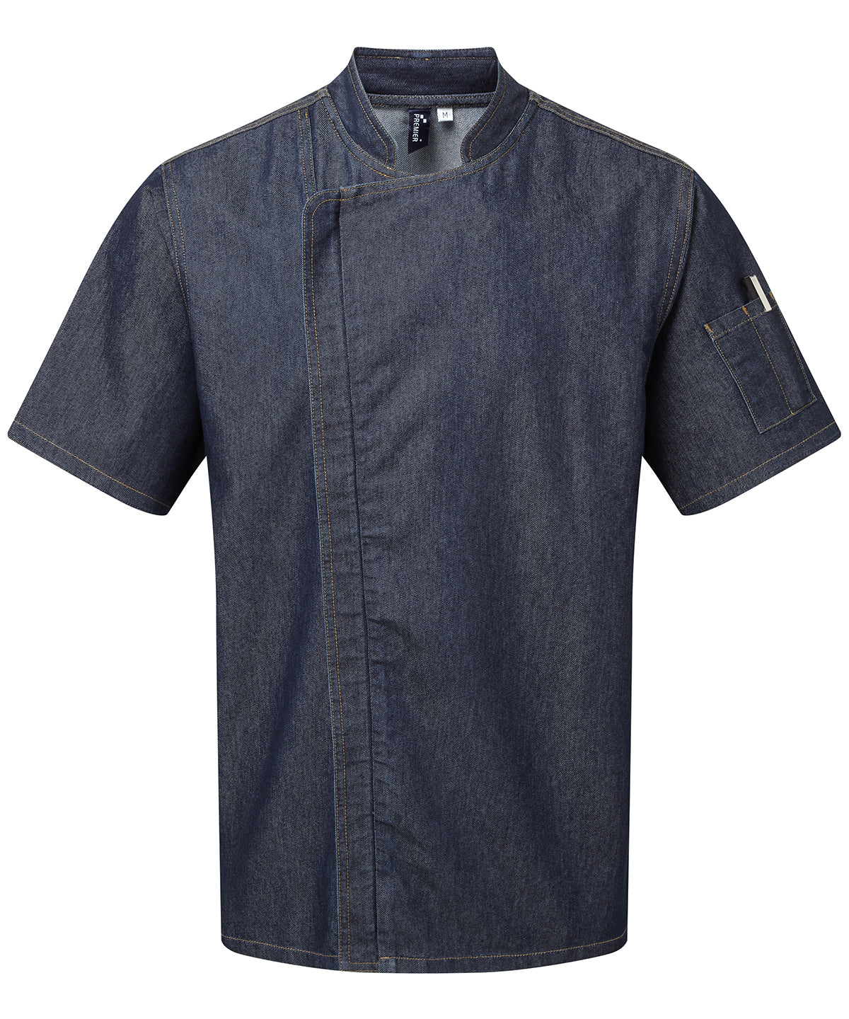 Premier PR906 Chef's zip-close short sleeve jacket in Indigo Denim