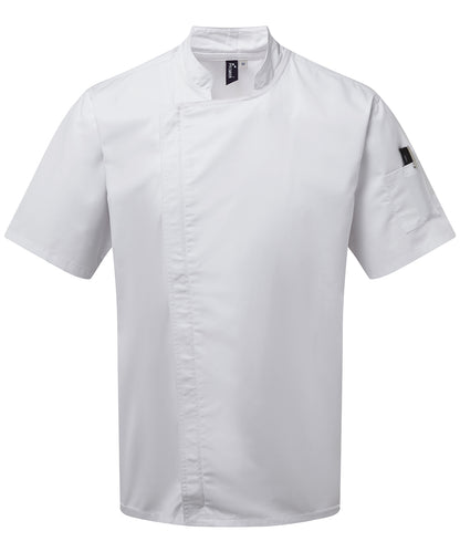 Premier PR906 Chef's zip-close short sleeve jacket in White