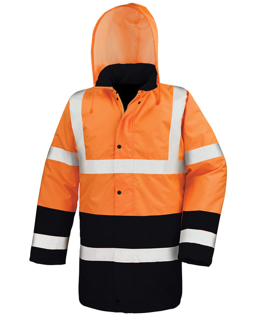 Result Core R452X Motorway two-tone safety coat in Fluorescent Orange/Black