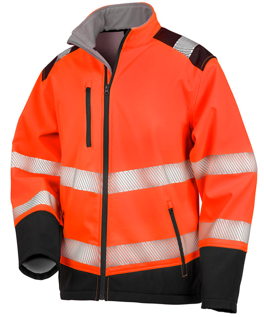 Result Safeguard R476X Printable ripstop safety softshell in Fluorescent Orange/Black
