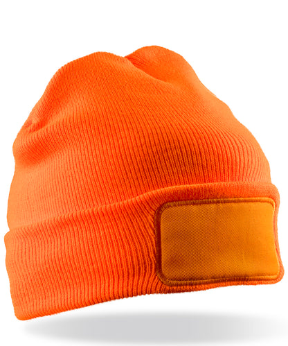 Result Winter Essentials RC34X Double-knit Thinsulate™ printers beanie in Fluorescent Orange