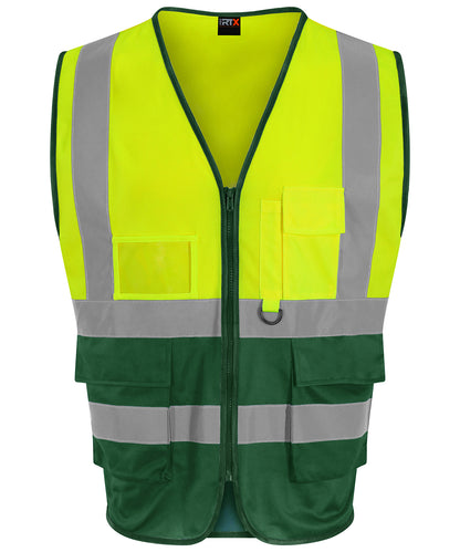 ProRTX High Visibility RX705 Executive waistcoat in HV Yellow/Paramedic Green