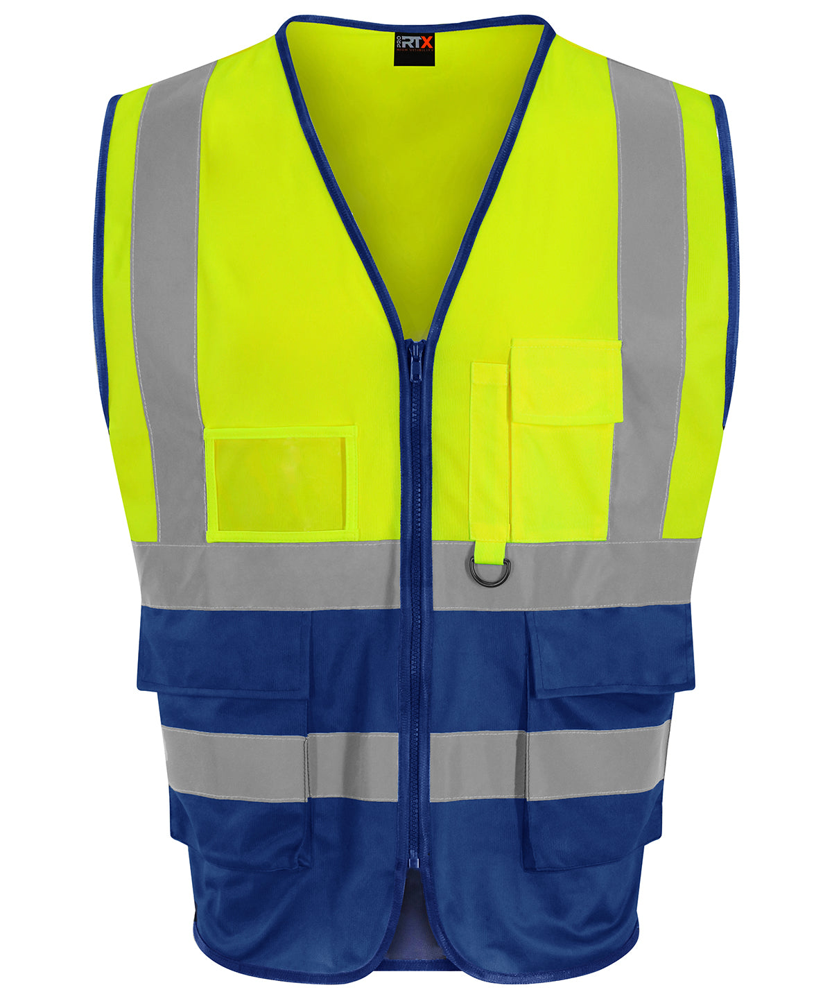 ProRTX High Visibility RX705 Executive waistcoat in HV Yellow/Royal Blue
