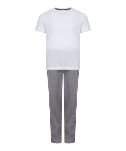 Towel City TC059 Kids long pyjamas in White/Heather Grey