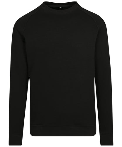 Build Your Brand BY094 Raglan sweat crew neck in Black
