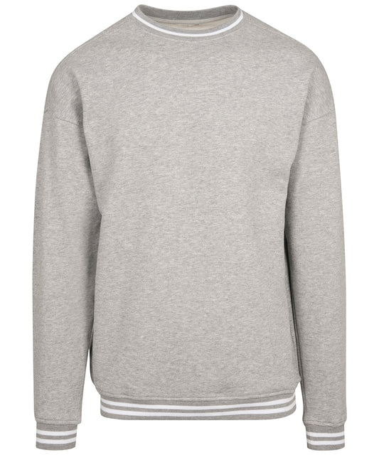 Build Your Brand BY104 College sweat crew in Heather Grey/White