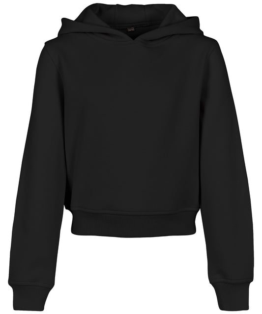 Build Your Brand BY113 Girls cropped sweat hoodie in Black