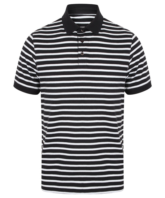Front Row FR230 Striped Jersey polo shirt in Navy/White