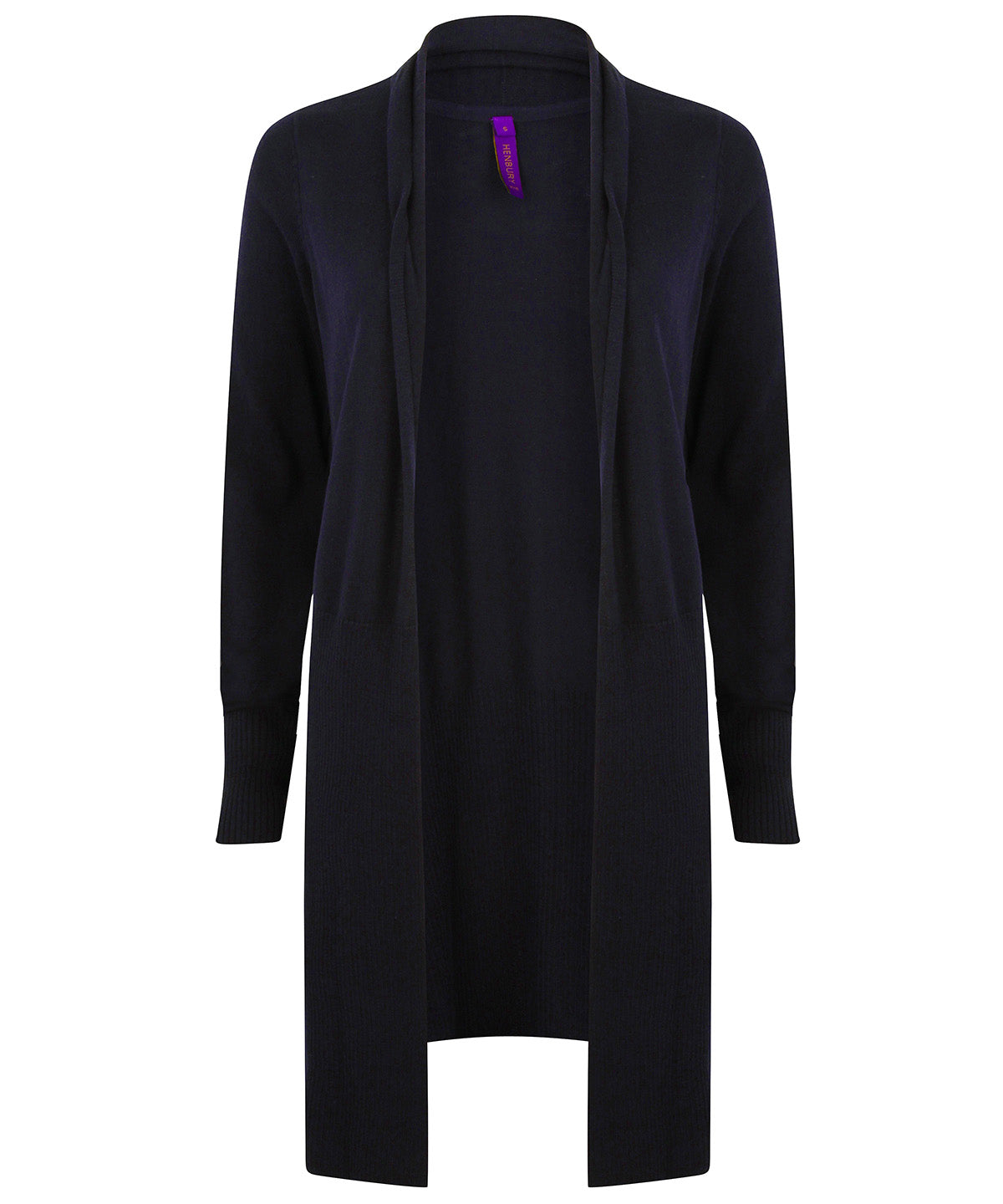Henbury HB719 Women's longline open cardigan in Navy