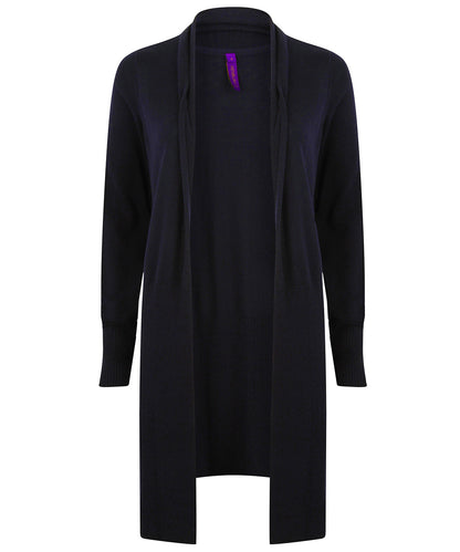 Henbury HB719 Women's longline open cardigan in Navy